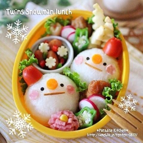 簡単なのにかわいすぎ♪「雪だるまおにぎり」でお弁当を冬仕様に変身!の画像