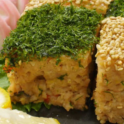 しっとりジューシー!市松模様の鶏の松風焼き