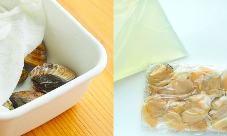 冷蔵と冷凍保存のはまぐり