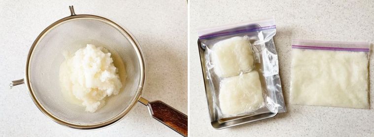 大根おろしを冷凍保存する様子