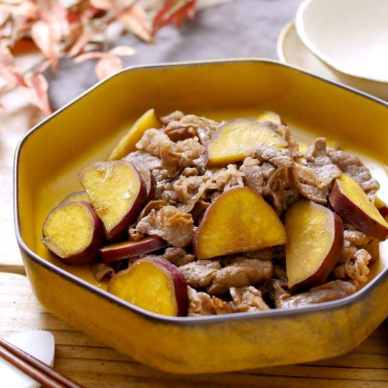 さつまいもと牛肉の甘辛炒め煮