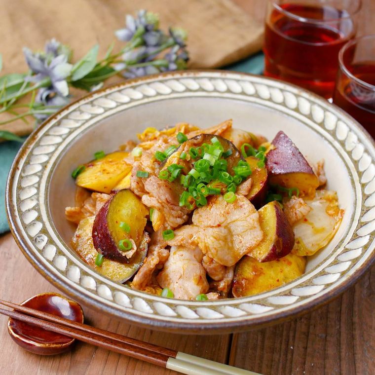 豚肉とさつまいものキムチ炒め