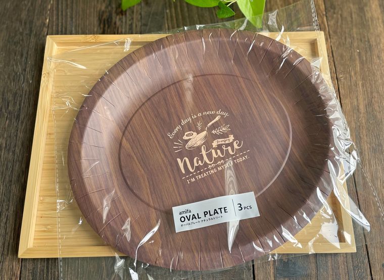 セリアのオーバルプレート ナチュラルトリート