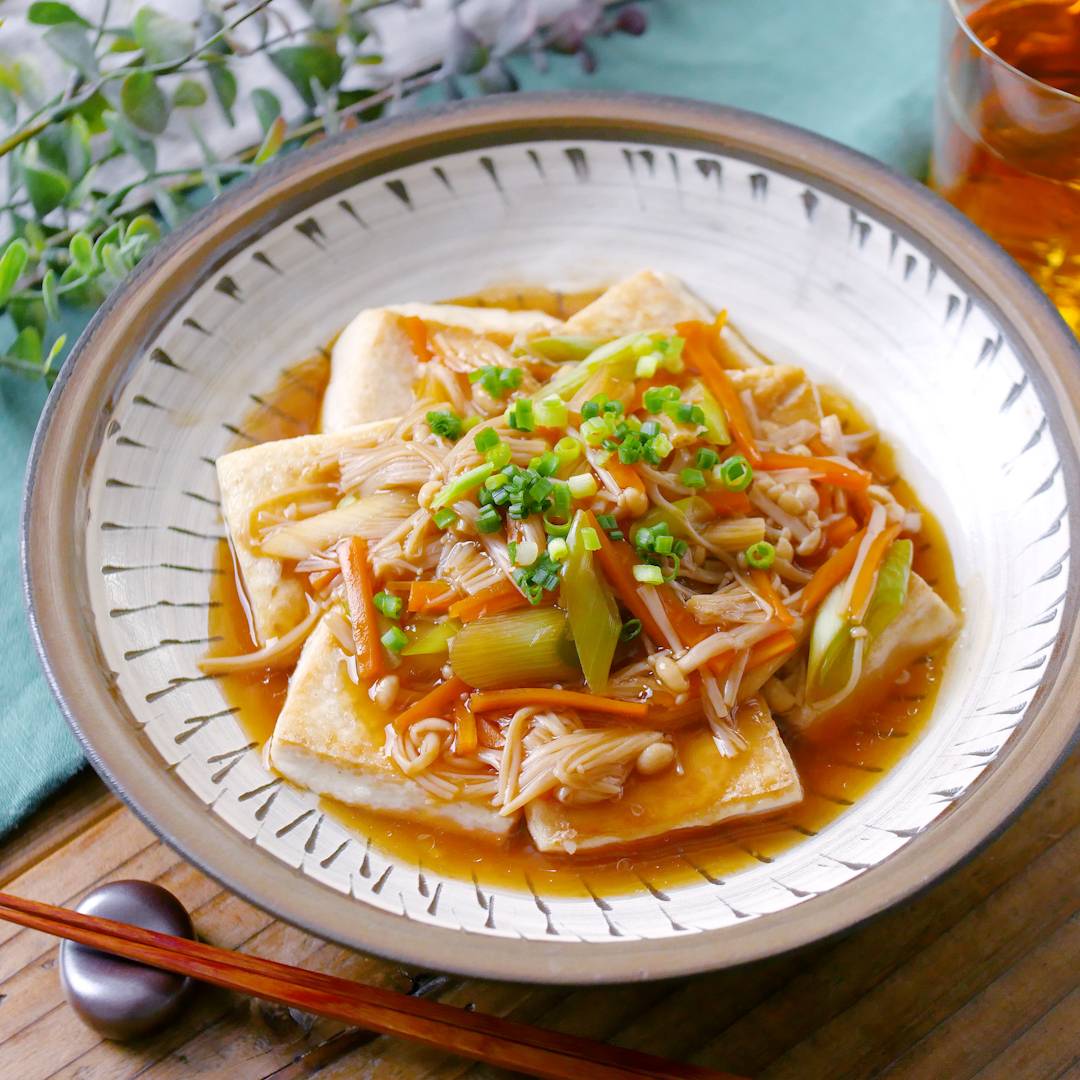 豆腐ステーキの野菜あんかけ