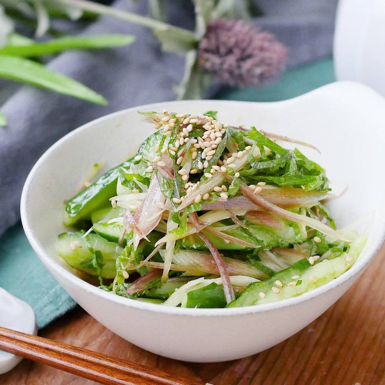 きゅうりとみょうがのポン酢和え