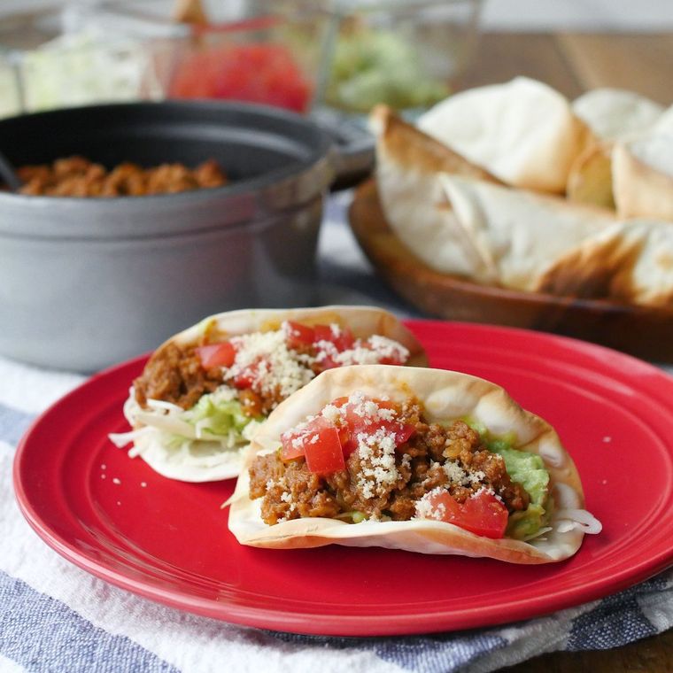 余った皮でできる 餃子の皮タコス