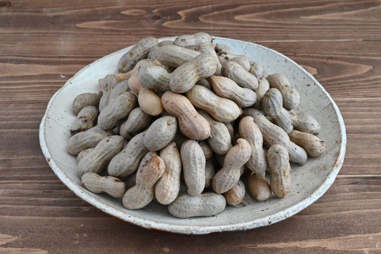 皿に盛られた落花生
