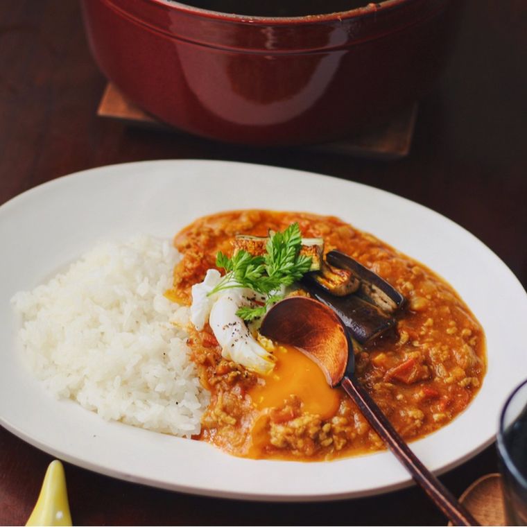 梅干しとナスの無水キーマカレー