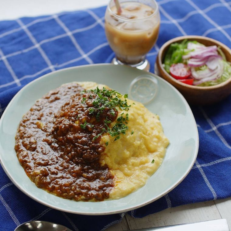 カフェ風オムキーマカレーライス