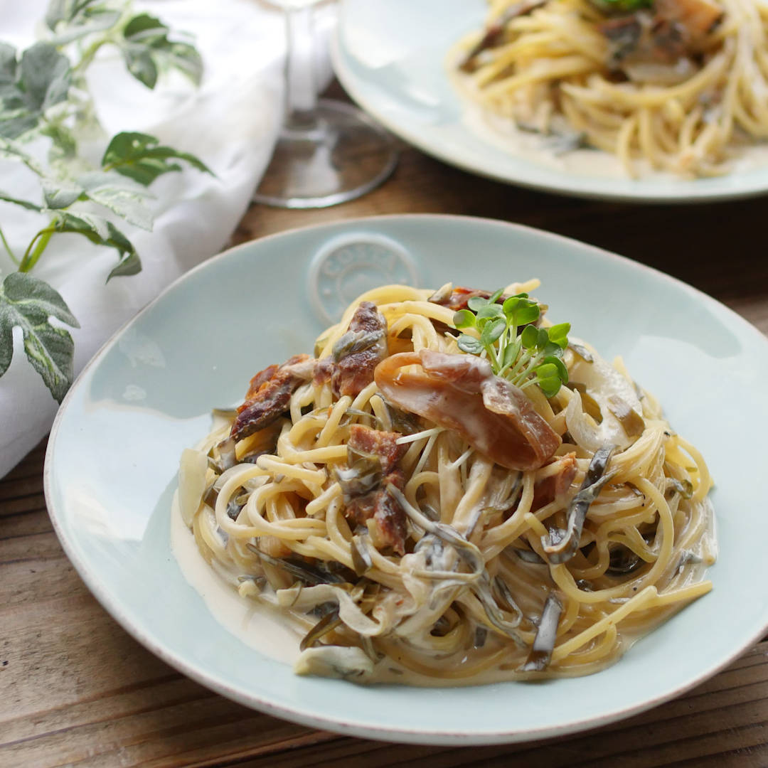 昆布巻きがパスタに大変身。鮭とこんぶのクリームパスタ