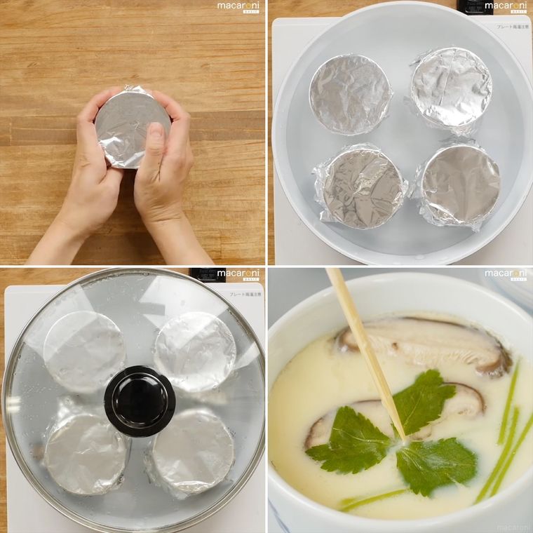 茶碗蒸しを蒸す様子