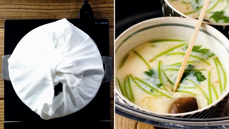 茶碗蒸しを蒸す様子