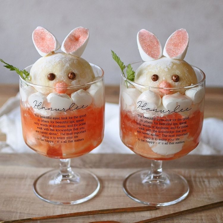 おうちで簡単！「おもちアイスと桃の動物パフェ」【𝙵𝚞*𝚖𝚊𝚛𝚒さん