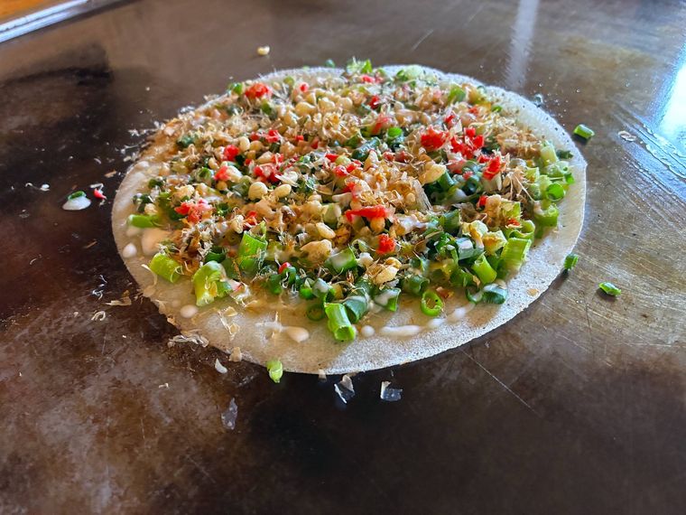 調理中のねぎ焼き