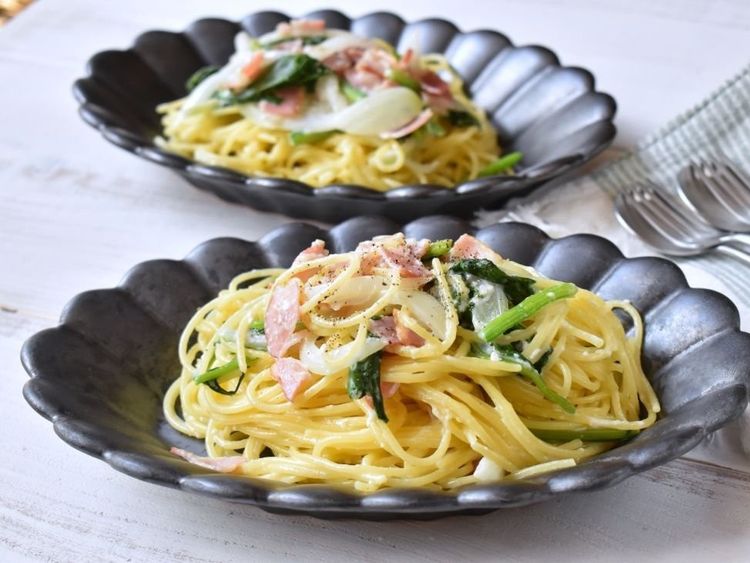 ワンパン調理 ほうれん草のクリームパスタ は隠し味が決め手 Macaroni ワンパン調理 ほうれん草のクリームパスタ は隠し味が決め手 Macaroni