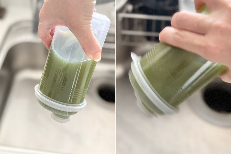 マカセテポットを激しく振っている様子