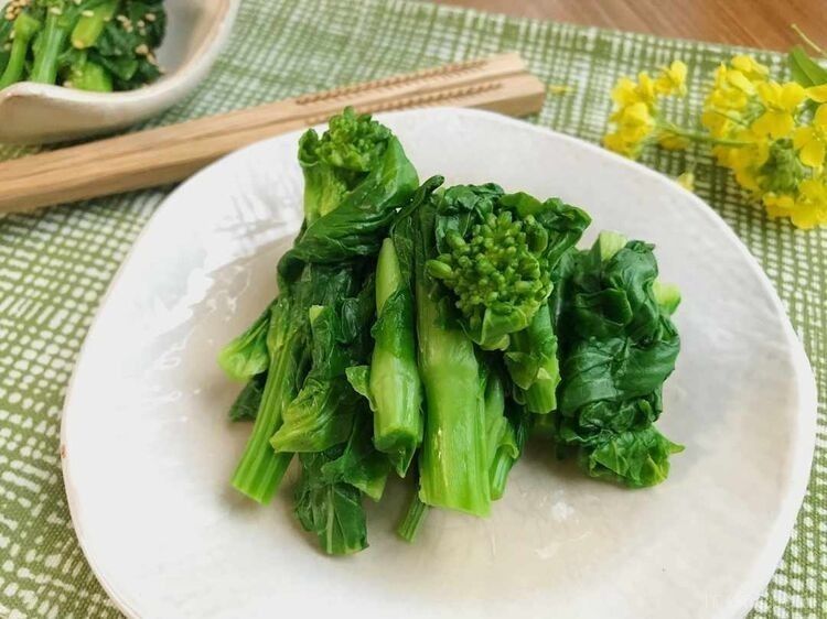 白い皿に盛られた菜の花