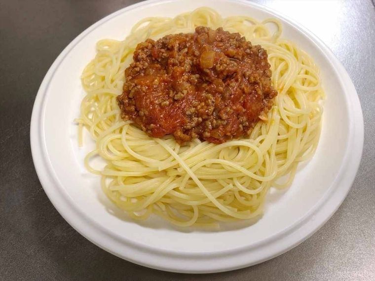 ミートソースパスタの完成写真