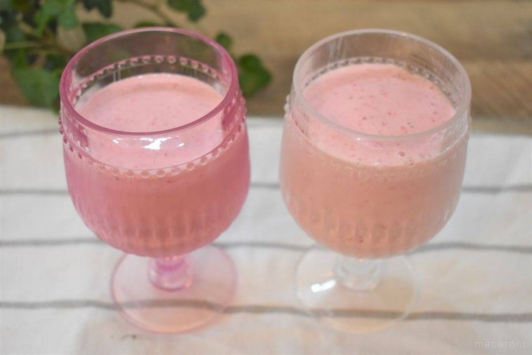 できあがったいちごスムージー