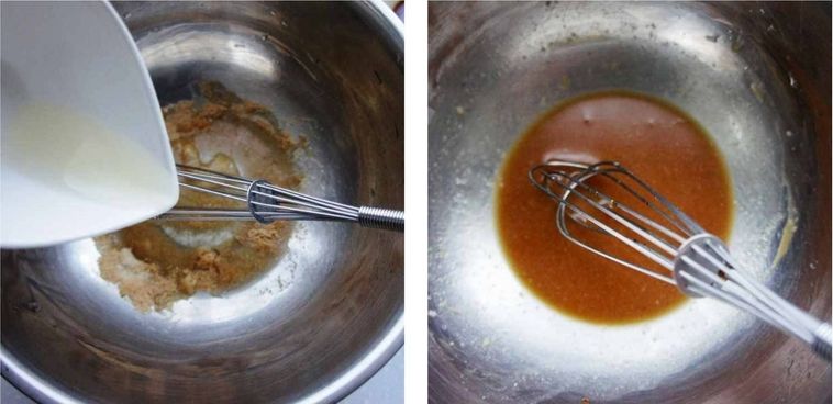 チョレギドレッシングの材料を混ぜる様子