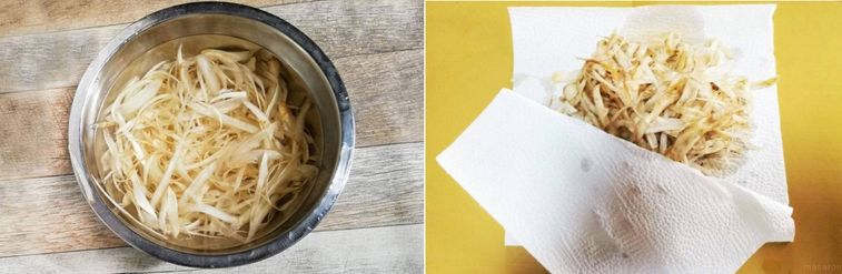 水にさらしたささがきごぼう