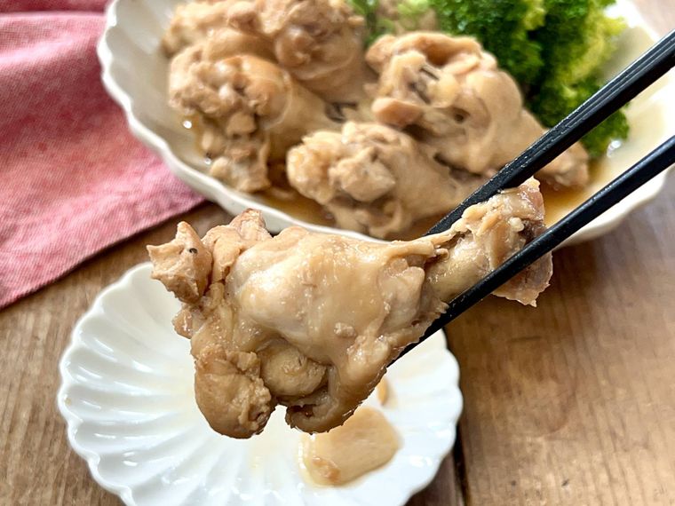 圧力鍋で作る鶏手羽元のさっぱり煮ができあがったところ