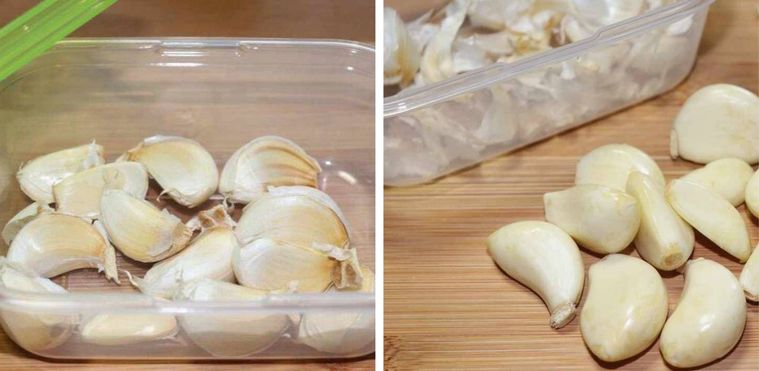 にんにくを小房に分けて皮をむいた画像