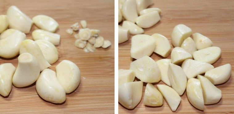 にんにくの根元を切り落として大きさをそろえた画像