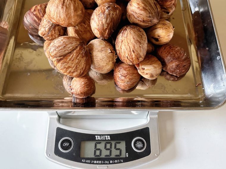 栗の重さを計る様子