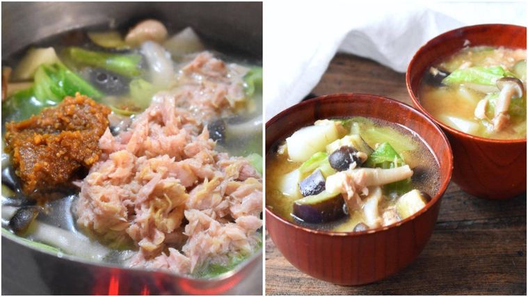 味噌とツナを加えた鍋