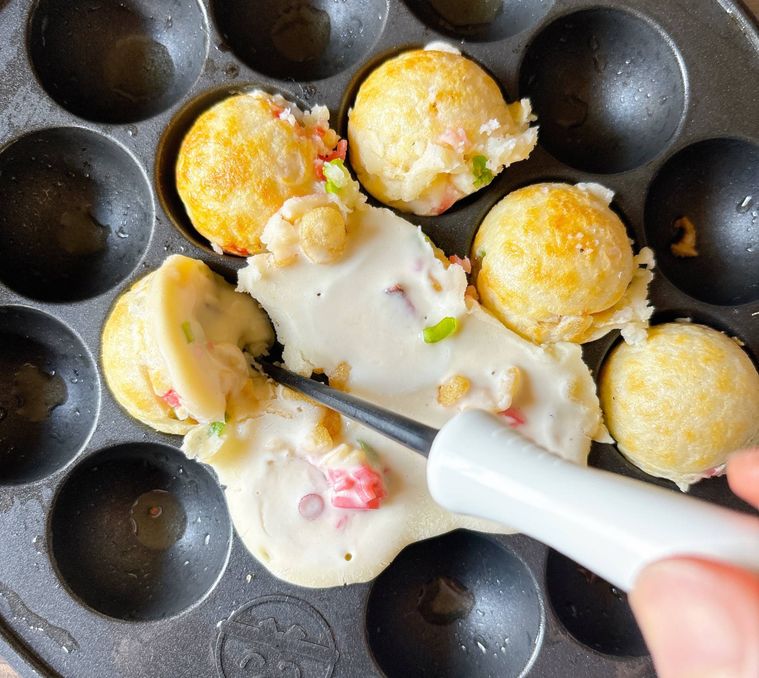 たこ焼きを回転させる様子